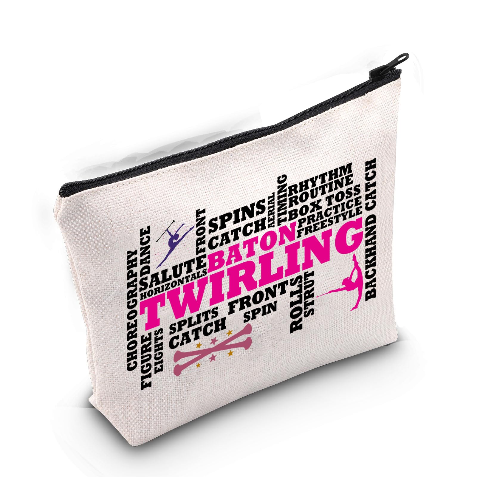 LEVLO Baton Twirling 3UK Cosmetic Bag - Rectangular, Waterproof - Ideal for Travel, Outdoor - Girls, Women - Cosmetic Case
