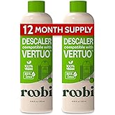 Roobi Nespresso Vertuo Compatible Descaling Solution, 2 Pack | Eco-Friendly Formula, Clean &amp; Descale Vertuoline Machine, 2 Uses per Bottle