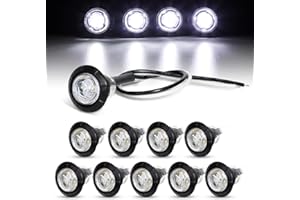 Ledvillage 10 Pcs 2nd Generation 3/4 Inch Mount White LED Clearance Bullet Marker Lights, Side Led Marker for Truck Boat SUV ATV Bike Trailer Marine
