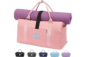 Dec-Mec Gym Bag for Women, Sports Duffle Bag with Yoga Mat Strapping, Carry On Weekender Overnight Bag with Shoe Compartment & Wet Pocket, Duffel Bag for Travel Tote Bag Yoga Hospital