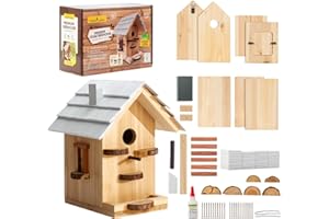 CEDAR ALPHA Premium Wooden Bird House Kit - Birdhouse for Outside - Build it Yourself Birdhouse Kits for Adults to Build - Woodworking Adult Crafts & DIY - Pole Mountable Bird House