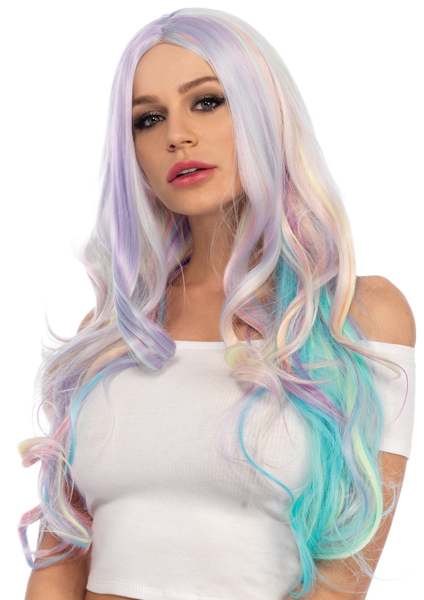 Leg Avenue Pastel Rainbow Long Wavy Wig, One Size