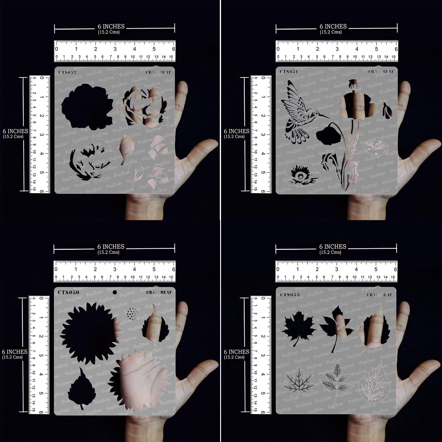 CrafTreat Reusable Flower Stencils for Painting on Wood Canvas, Paper, Fabric, Floor, Wall and Tile, Rose, Poppy - Image 4