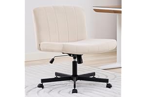 LukkDys Criss Cross Chair with Wheels, Wide Cross Legged Desk Chair, Comfy Fabric Vanity Chair for Home Office Bedroom, Adjus