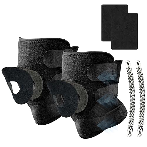 CRITIVE-S 2 Pack Knee Support Brace for Men Women, Knee Pads with Side Stabilizers & Patellar Pads, Patella Tendon Knee Strap with 2 Wrist Supports, Knee Braces for Meniscus Tear Arthritis Ligament
