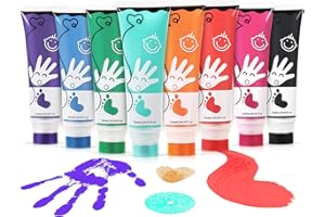 Sortnic Washable Finger Paint for Toddlers, 8 Colors Large Capacity (2.54fl Oz) with Sponge Tip, Non-Toxic Baby Safe Paint for Hand and Feet, Art Supplies, Preschool Learning Gifts, Ages 1-3 4 5 6+