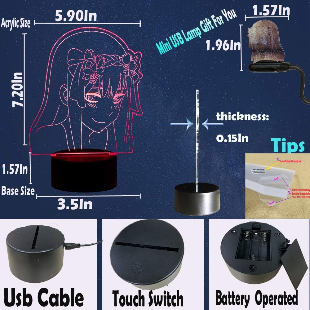 Darling in The Franxx Zero Two Night Light 3D Led Illusion Table Lamp ...