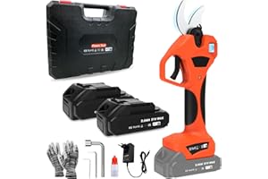 BRAVOLU Electric Pruning Shears, Cordless Secateurs Battery Branch Cutter with 2PCS 2.0Ah Lithium-ion Battery, 40mm(1.6 inch) Powered Professional Brushless Pruning for Tree Branch, SK5 Blades