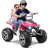 Hikole Four Wheelers for Kids 6-8-12-14 Years Old, 24V 2 Seater XXL, Kids ATV 4 Wheeler，Ride on Electric Quad, 4×4WD, Iron Fr