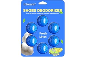 INFORARIN Odor Deodorizer Balls for Sneaker, 6 Pack Shoe Deodorizer Balls, Fresh Linen Sneaker Deodorizers Balls Strong Odor Eliminator Small Spaces Air Fresheners for Gym Bags, Drawers, Locker