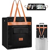 SelfTek Shoe Bags for Travel with Handle, Waterproof Large-Capacity Family Travel Shoe Bag Organizer for Multiple Shoes, Shoe Travel Bags for Packing, Suitable for Luggage Handle (Black)