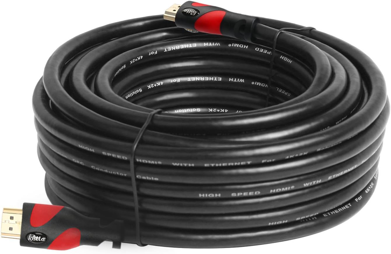 Postta HDMI Cable(50 Feet Red) Ultra HDMI 2.0V Support 4K 2160P,1080P,3D,Audio Return and Ethernet - 1 Pack