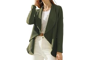 DOUBLJU Classic Draped Open Front Long Sleeve Business Casual Work Deconstructed Blazer Jackets for Womens with Plus Size