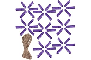 OSOLADY 100pcs Purple Mini Wood Photo Pegs Iron Clips for Secure Hold, 3.5x0.7cm, for Nursery Rooms