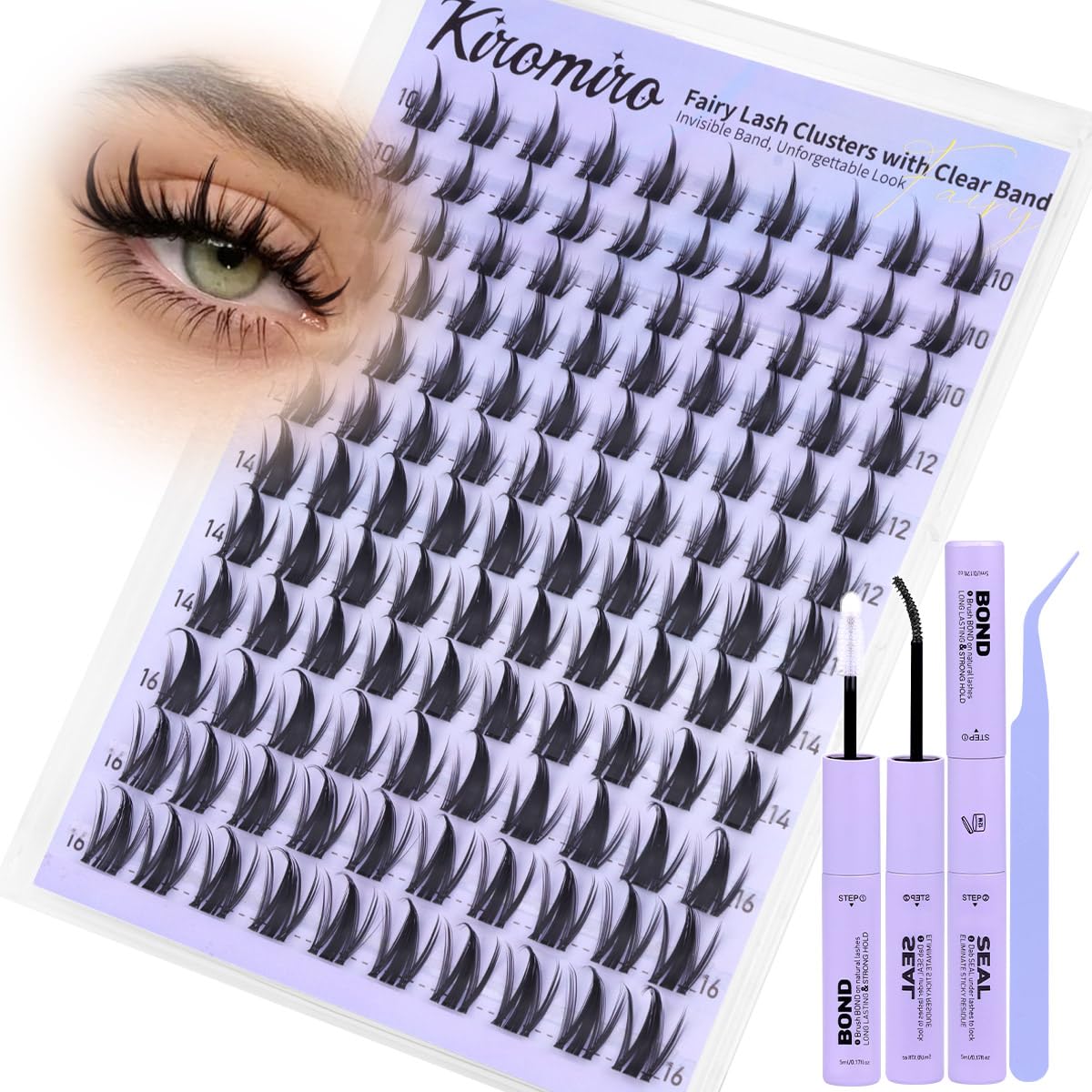Photo 1 of Fairy Lash Clusters Kit Manga Cluster Eyelash Extensions 10-16mm DIY Lash Extension Kit with Bond and Seal 120pcs Wispy Eyelash Clusters Volume Cluster Eyelash Extensions Kit