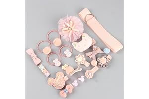 SMYAXUNW 18 pieces of various girls' hair accessories (with gift box) children's fabric hair-safe hair bow rubber band hair clips cute gifts for children and teenagers