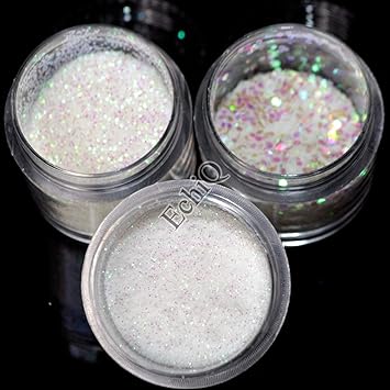White With Purple Green Light Tints Uv Gel Nail Art Glitter