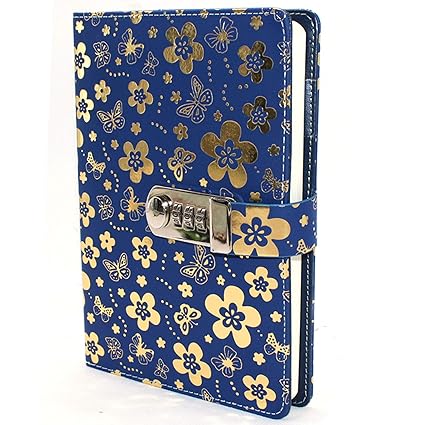 Journal Notizbuch Tagebuch mit Schloss Schöne Blume PU Leder Cover Writing Notizblock A5 Größe Buch Travel Journal für Mädche