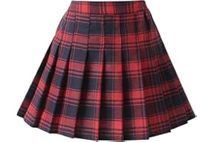 BIRBYRRLY Girls' Pleated Plaid Mini Skirt with Shorts Girl Uniform School Tennis Skater Skirts Skort 2T-14Y