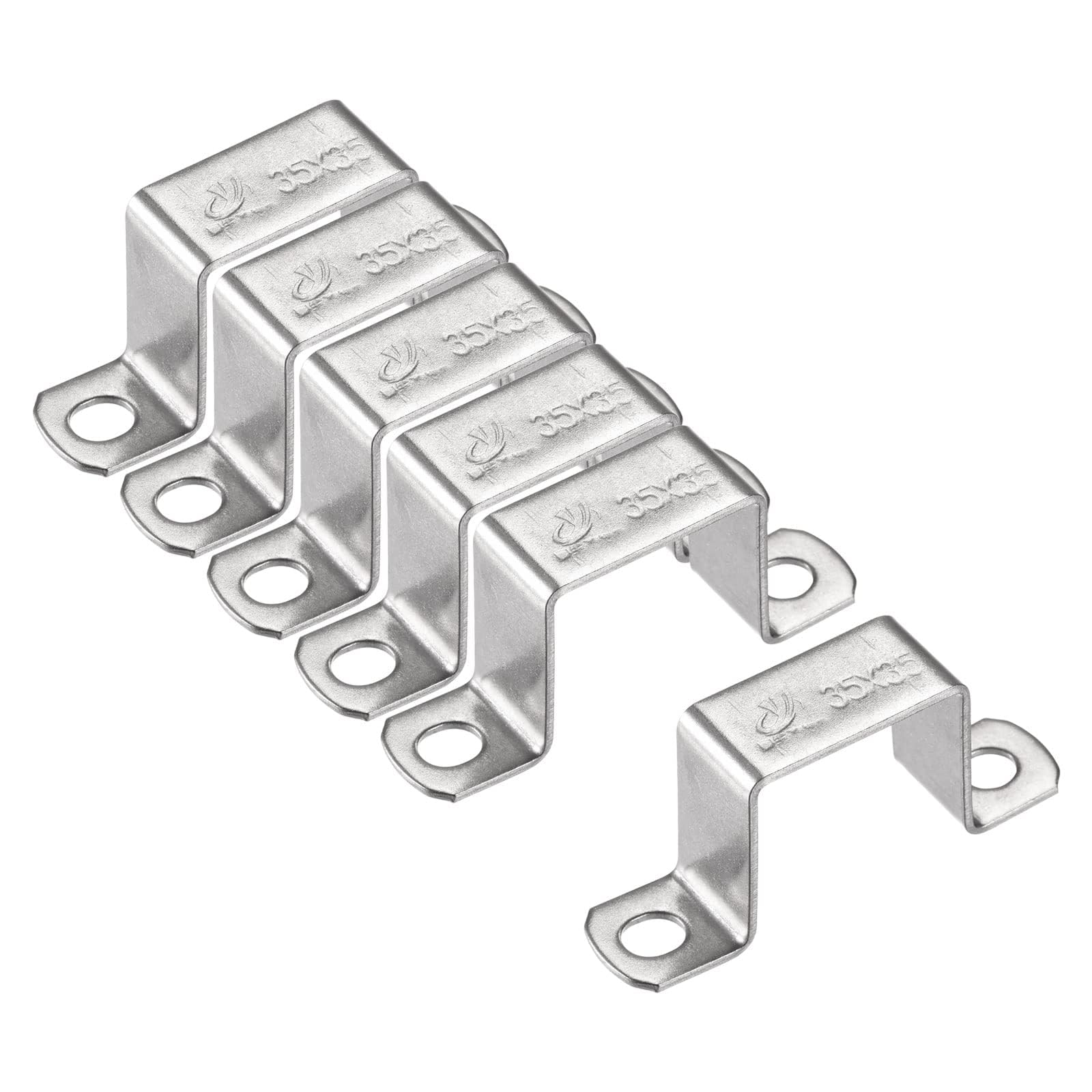 TA-VIGOR 6Pcs U Shaped Connector Bracket, 35mm x 35mm Stainless Steel Bracket Stainless Steel Pipe Clamp, Heavy Duty Conduit Clamps for Door Closed Bar Holder Strut, Pipe Tube Wire Fixing