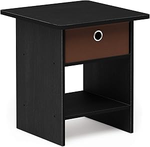 FURINNO Dario End Table/Night Stand Storage Shelf, 1-Pack, Americano/Medium Brown