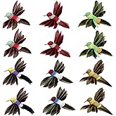12pcs Hummingbird Christmas Tree Decorations Clip on Birds Feathered Flying Humming Bird Ornaments for Xmas Wreath Crafts Home Party Decor