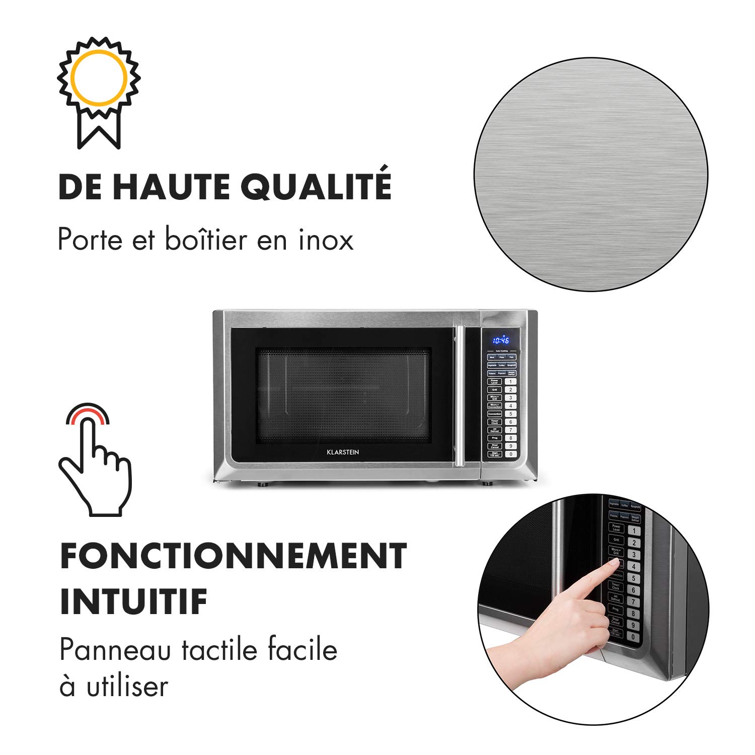 Klarstein Brilliance Pro • microondas 1000 W • Función Grill 1250 ...