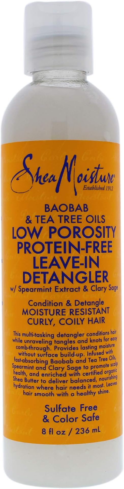 SheaMoisture Baobab and Tea Tree Oils Low Porosity Protein-Free Leave-In Detangler for Unisex -8 oz