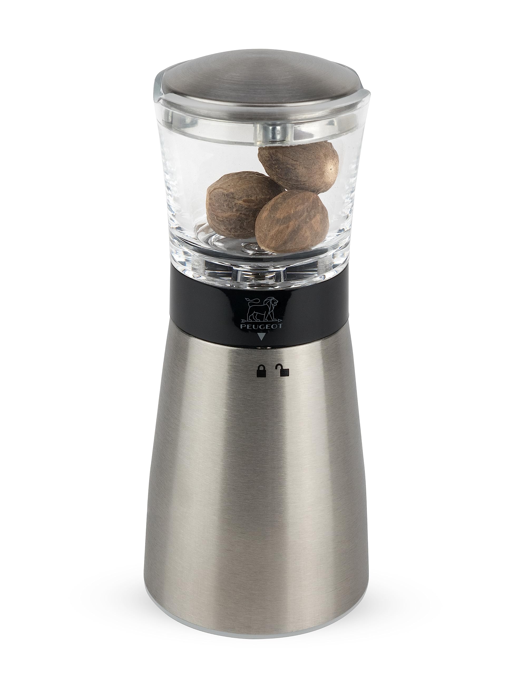 Peugeot - Daman Nutmeg Manual Mill - Acrylic and Stainless Steel, 15 cm