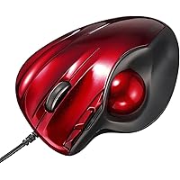 SANWA Wired Ergonomic Trackball Mouse, Computer Rollerball Mice, Laser Sensor, 34mm Trackball, 400/800/1200/1600 Adjustable D