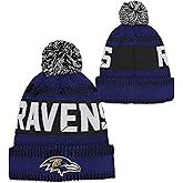 NFL Kids Youth 8-20 One Size Team Color Primary Logo Official Sports Tech Knit Cold Weather Football Pom Beanie Hat