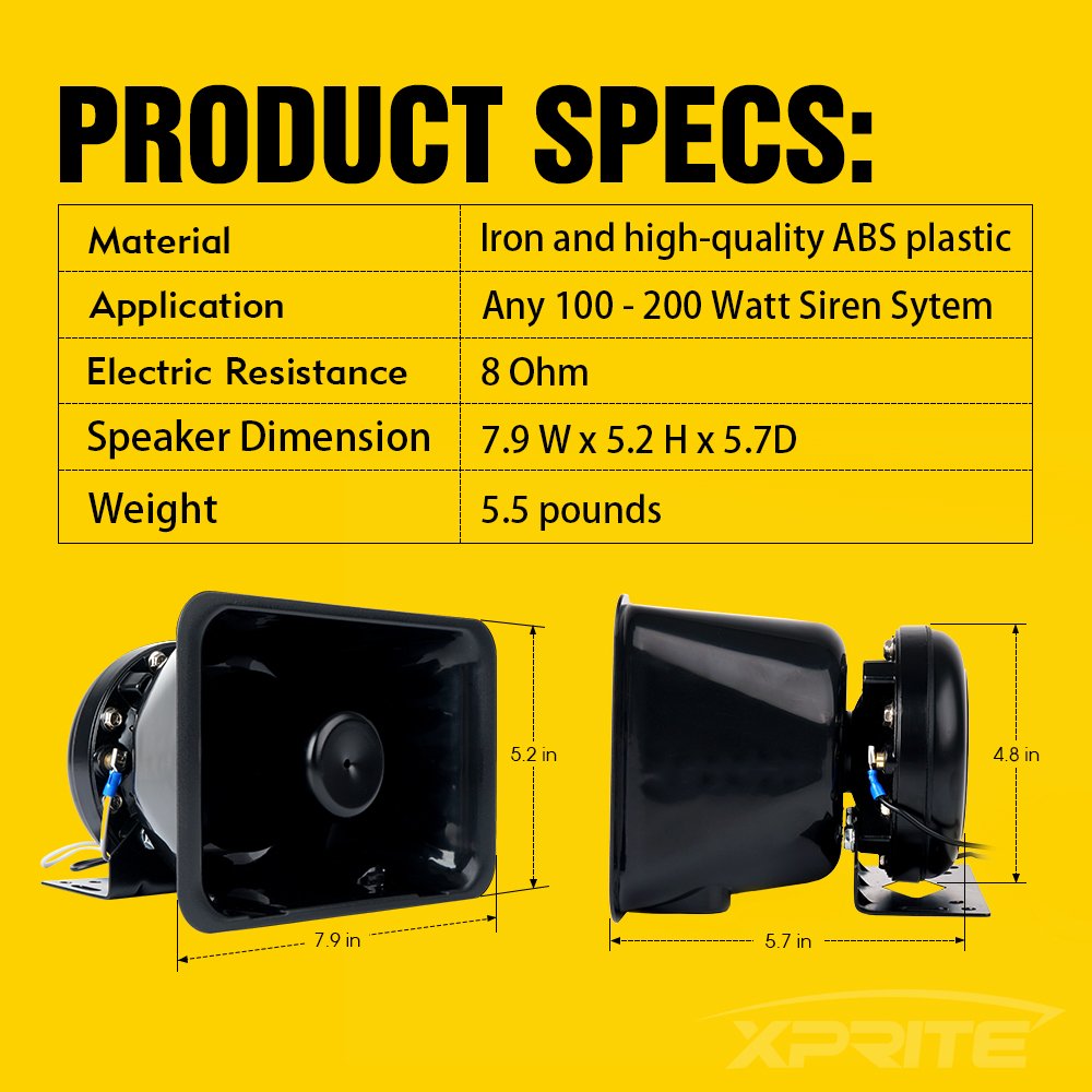 Xprite Compact 200 Watt High Performance Siren Speaker (Capable with Any 100-200 Watt Siren)