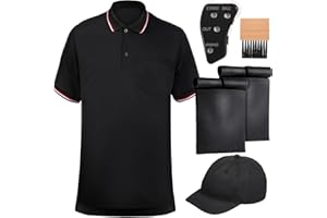 ShinyMatch 6 Pcs Baseball/Softball Umpire Accessories Set Including Umpire Shirt Hat Indicator Brush Ball Bag for Men Referee