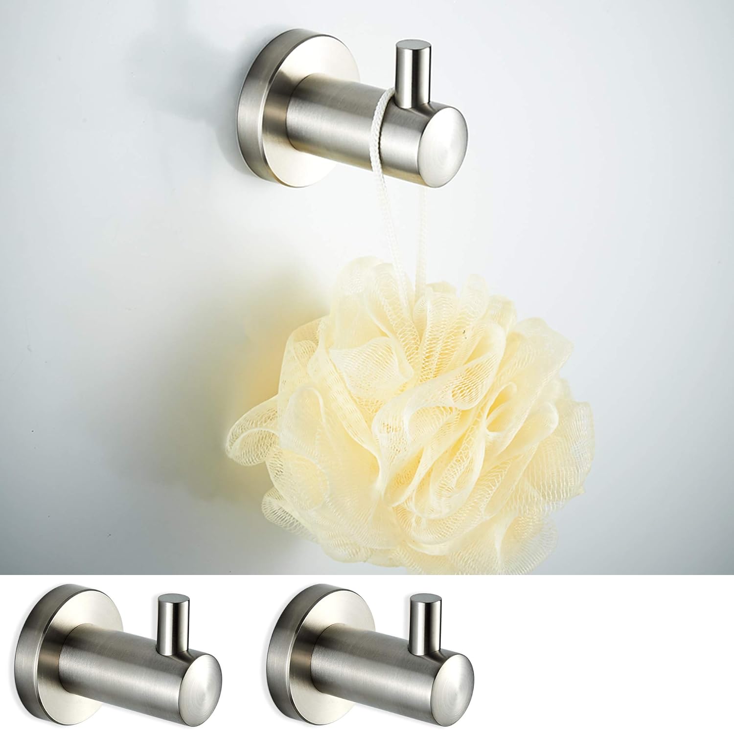 SAFETY+BEAUTY Bathroom Towel Robe Hook, Stainless Steel Rust Proof, 2 Pack, Brushed Nickel: Home & Kitchen