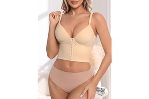 Front Closure Plunge Bra Top with Built-in Pads Seamless V-Neck Camisole Shaper Adjustable Slimming Crop Tank for Women