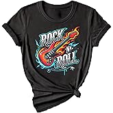 Raypag Women Vintage Rock T Shirts Summer Casual Loose Fit Short Sleeve Country Rock Band T-Shirts
