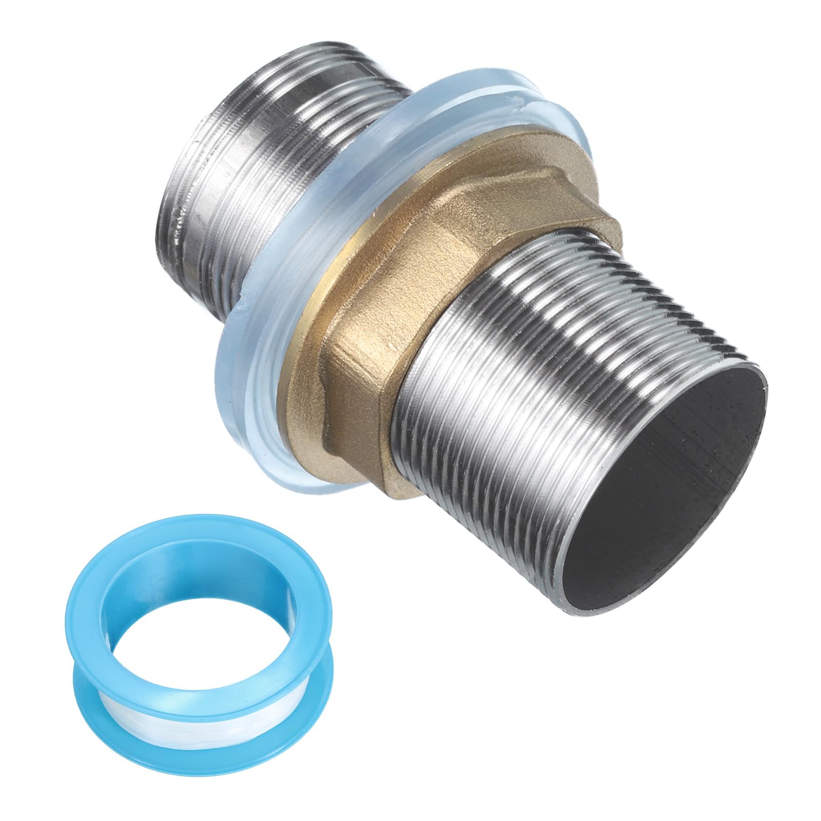 uxcell 2" Faucet Mount Extension Shank Stainless Steel Threaded Pipe Lengthen Mounting Shank Lengthen Fixed High Foot with Nut and Gasket 1PCS