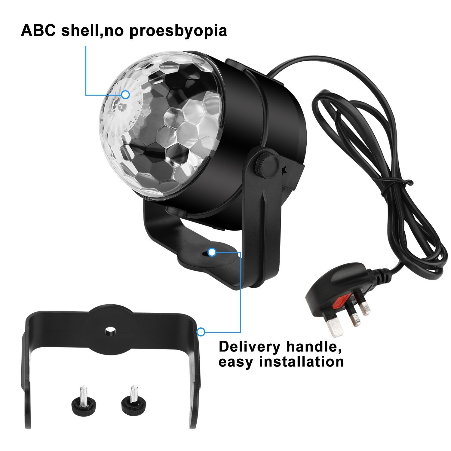 [Upgraded]DJ light Sound Activated Party Lights Disco Ball, Renoliss Strobe Club lights Effect Magic Mini Led Stage Lights For Christmas Home KTV Xmas Wedding Show Pub - RGB 3W 7Color