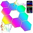 JIMIMORO Big Hexagon LED Light - 8 Pack Smart RGB Hexagon LED Panels Wall Lights with APP & Remote Control Cool Music Sync Gaming Lights for Living Room, Bedroom, Gaming Room, Kids, Adults