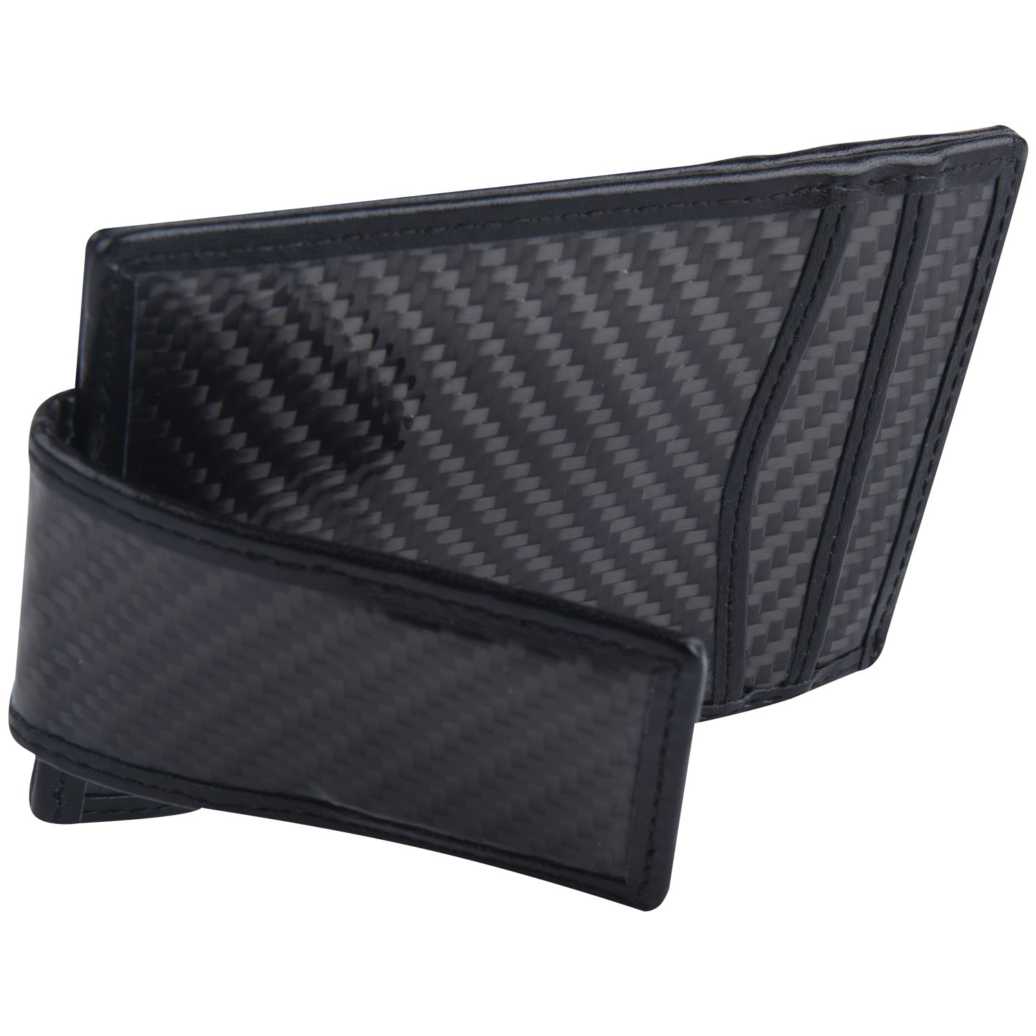 Carbon Fiber Money Clip RFID Mens Slim Wallet Strong Front