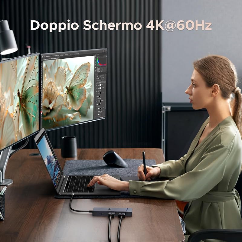 Revodok Pro 207 Hub USB C 7 in 1 Docking Station Doppio Display