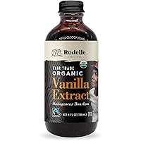 Rodelle Fair Trade Organic Pure Vanilla Extract, 4 Fl Oz