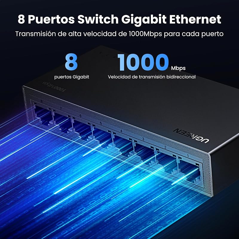 Switch Ethernet 8 Portas Gigabit Velocidade 10/100/1000 Mbps
