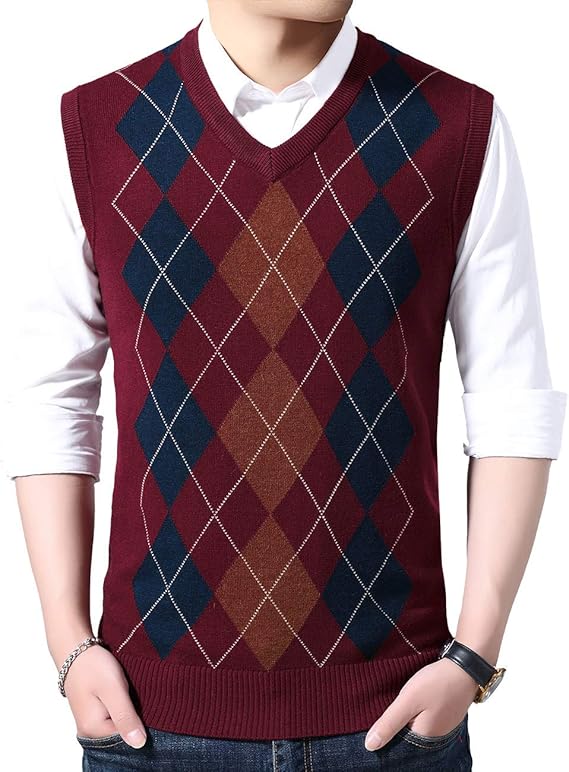 Amazon Moren セーターベスト メンズ カジュアル ビジネス ニットベスト Vネック ダイヤ おしゃれ 春秋冬 暖かい 防寒 ベスト 通販