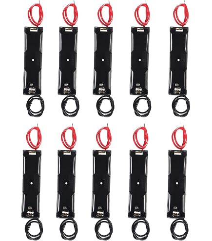 ACEIRMC 10-Pack 18650 Battery Holder – 1-Slot 3.7V Plastic Case With Pre-Wired Black & Red Leads (Stainless Steel Springs)