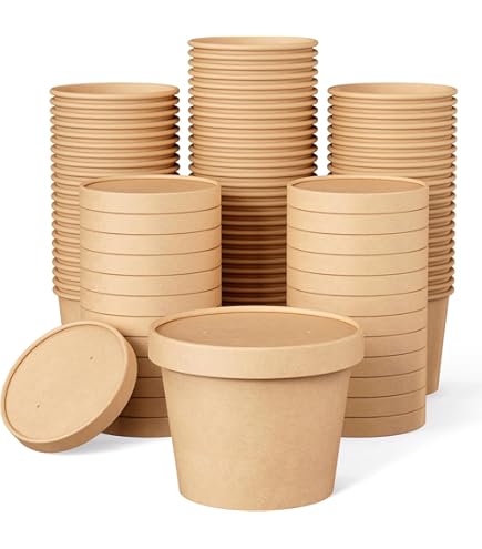 Irenare 200 Pcs 12 Oz Kraft Paper Soup Cups With Lids Paper Food - View #14