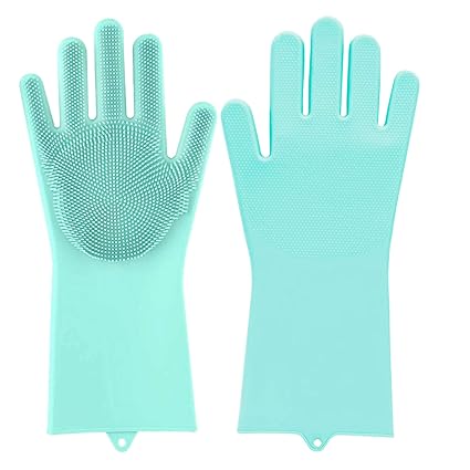 Smile Mom Magic Silicone Reusable Gloves for Dishwashing, Kitchen Cleaning, Utensil Scrubber,