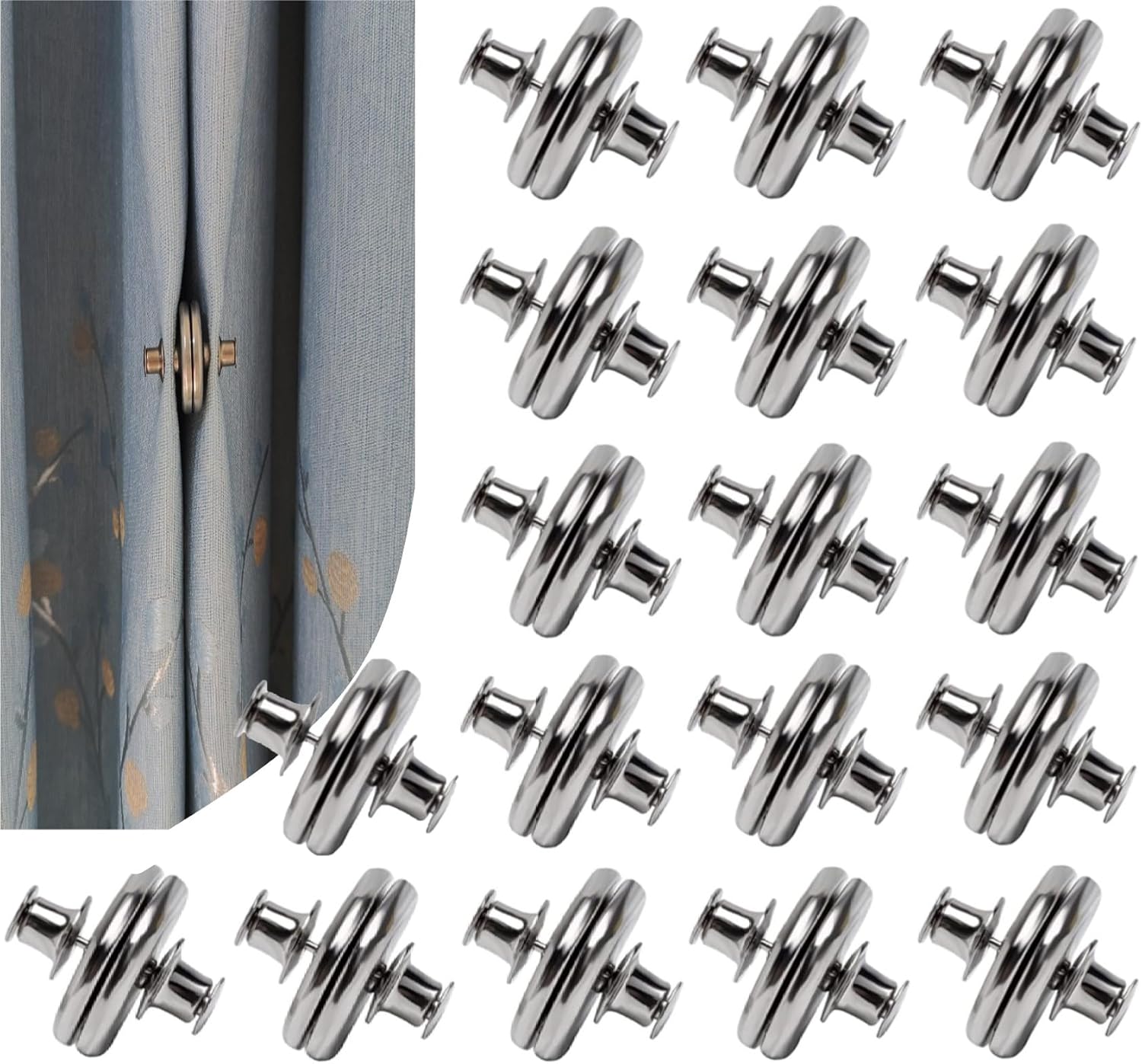 Outdoor Curtains - 18 Pairs Curtain Magnets Closure, Magnetic Curtain Clips for Indoor Outdoor Curtains Prevent Light Leaking, Strong Curtain Weights Magnets for Pergola Patio Gazebo Cabana, Plus Size 0.98inch