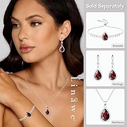 Linawe Silver Chain Necklace, Ruby Crystal