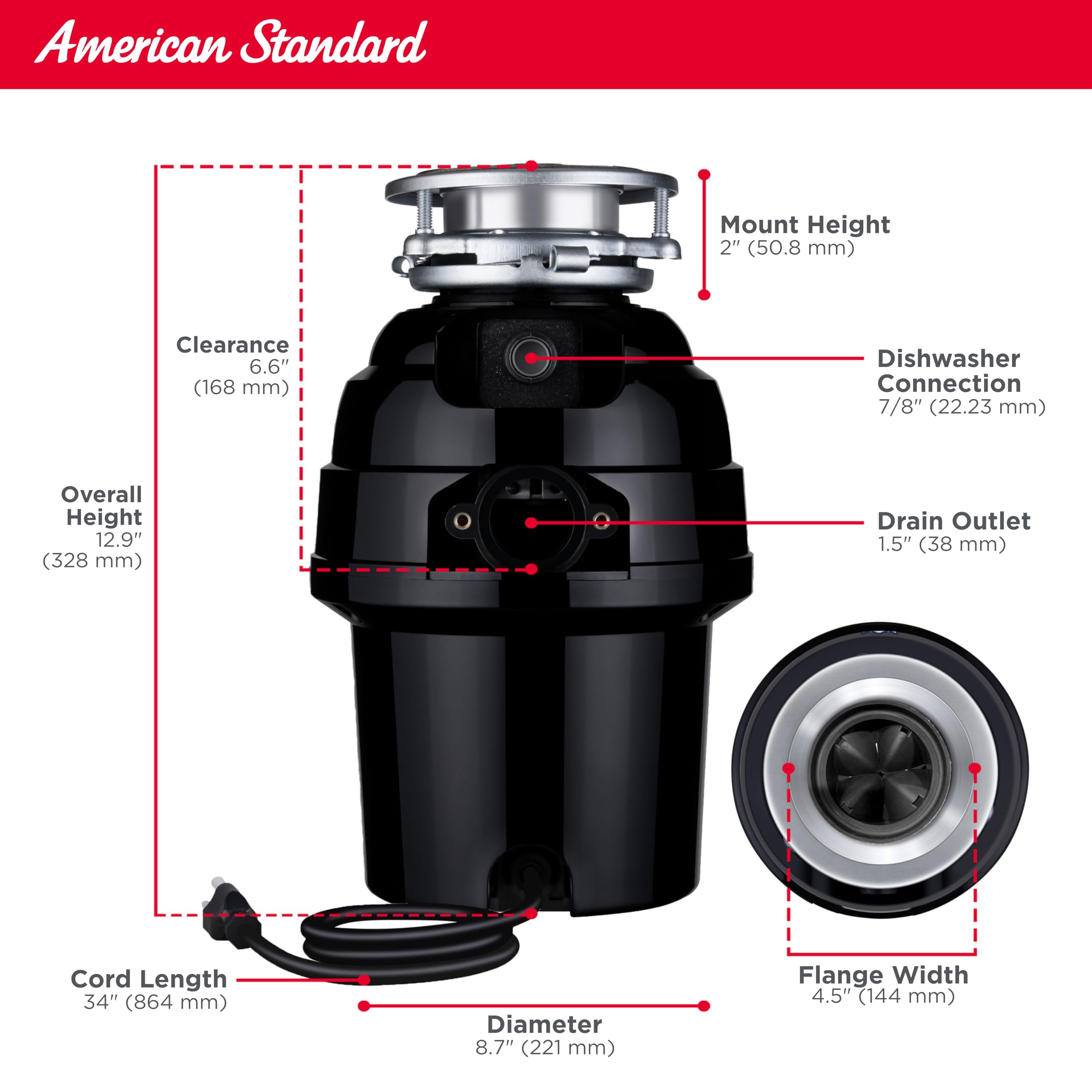 Mua American Standard 10-US-AS-7 Garbage Disposer, 3/4 HP, Black trên ...